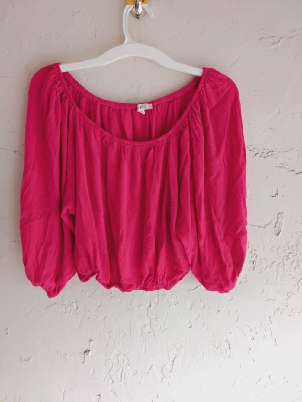 La Miel Women’s Off the Shoulder Balloon Sleeve Pink Blouse size M